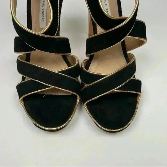 Diane Von Furstenberg Black Suede Jodi Platform Strappy Stiletto Heel - Picture 3 of 9